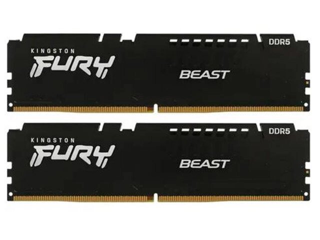 Модуль памяти Kingston Fury Beast Black DDR5 DIMM 6000MHz PC-48000 CL40 - 64Gb (2x32Gb) KF560C40BBK2-64 от компании Admi - фото 1