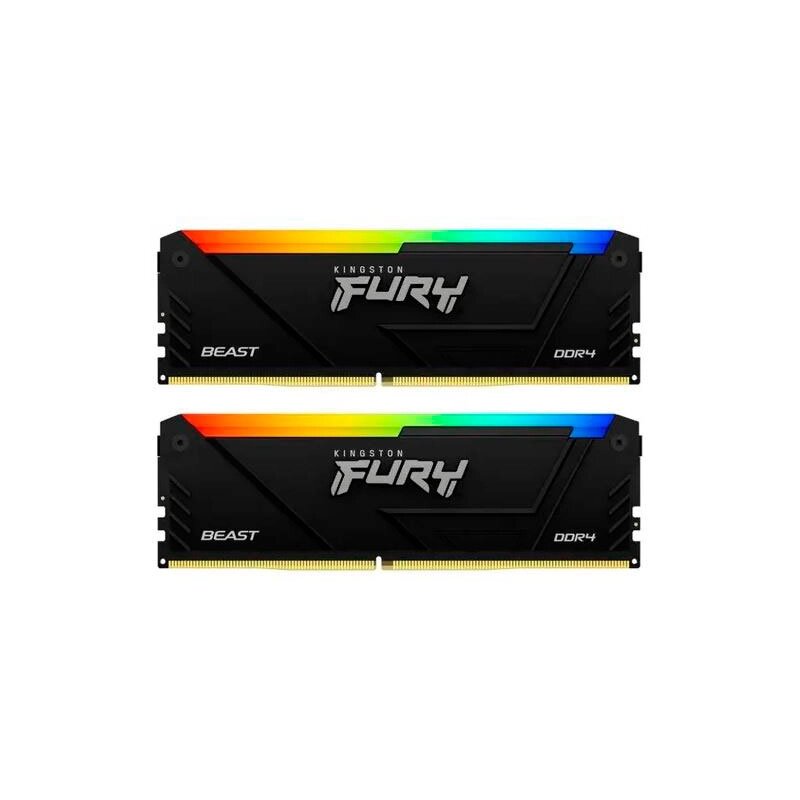 Модуль памяти Kingston Fury Beast Black RGB DDR4 DIMM 3200Mhz PC25600 CL32 - 64Gb (2x32Gb) KF432C16BB2AK2/64 от компании Admi - фото 1