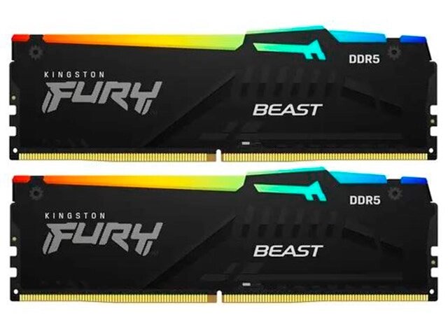 Модуль памяти Kingston Fury Beast Black RGB DDR5 DIMM 5600MHz PC-44800 CL40 - 64Gb (2x32Gb) KF556C40BBAK2-64 от компании Admi - фото 1