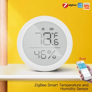Moes Round Температура и влажность Датчик Комнатный гигрометр с LCD Дисплей Дистанционное Управление Шлюз ZigBe Hub Tuya