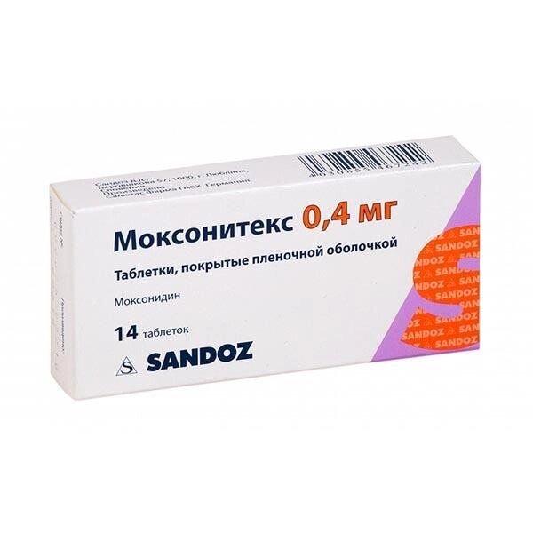 Моксонитекс таблетки п/о плен. 0,4мг 14шт от компании Admi - фото 1