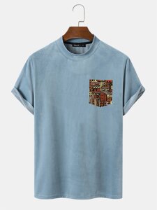 Мужская футболка с геометрическим рисунком Chest Pocket Mock Шея с коротким рукавом