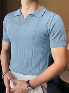 Мужская полосатая Тонкий повседневная базовая Дизайн летняя футболка с коротким рукавом