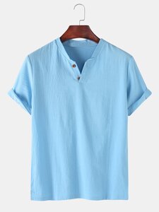 Мужская повседневная рубашка из 100% хлопка с короткими рукавами