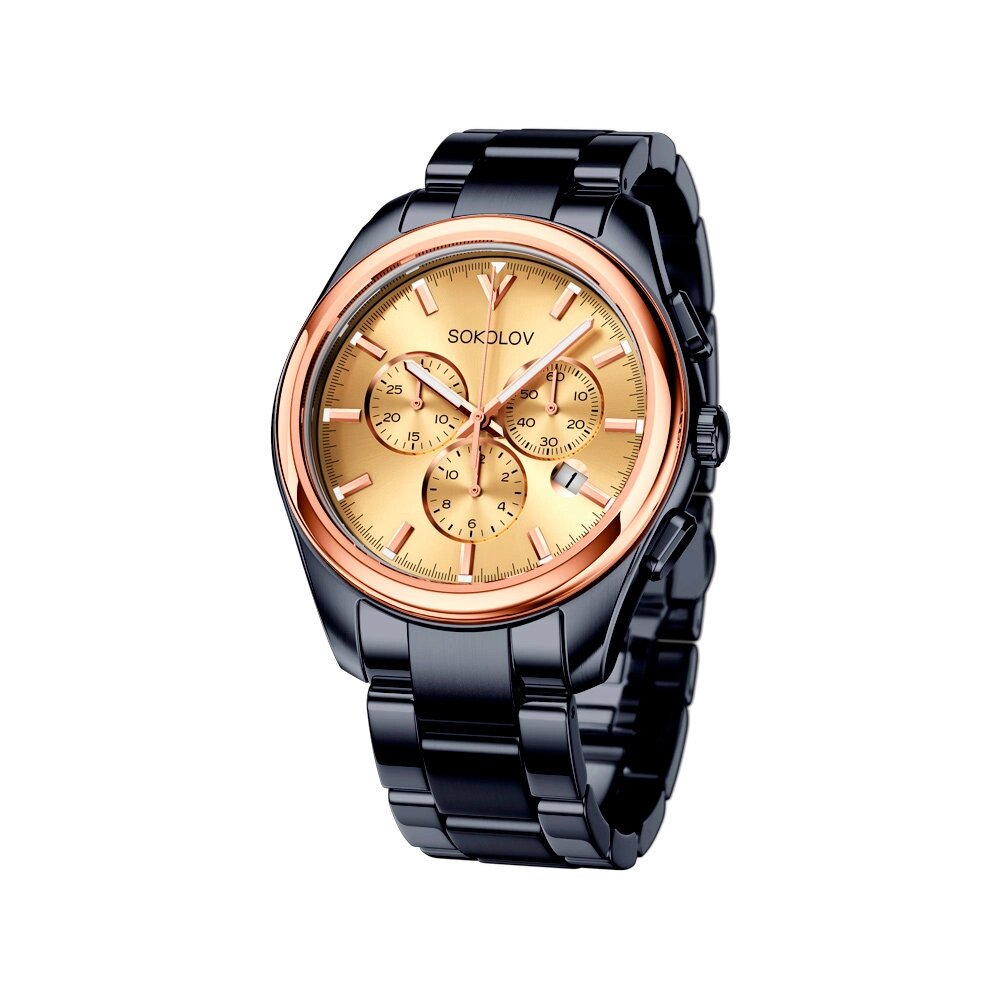 Мужские часы SOKOLOV из золота и стали Black Edition от компании Admi - фото 1