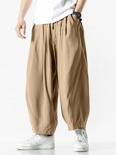 Мужские повседневные широкие брюки из хлопка и льна в стиле ретро Yoga Брюки