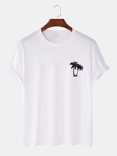Мужские праздничные футболки с коротким рукавом из 100% хлопка Кокос Tree Chest Print