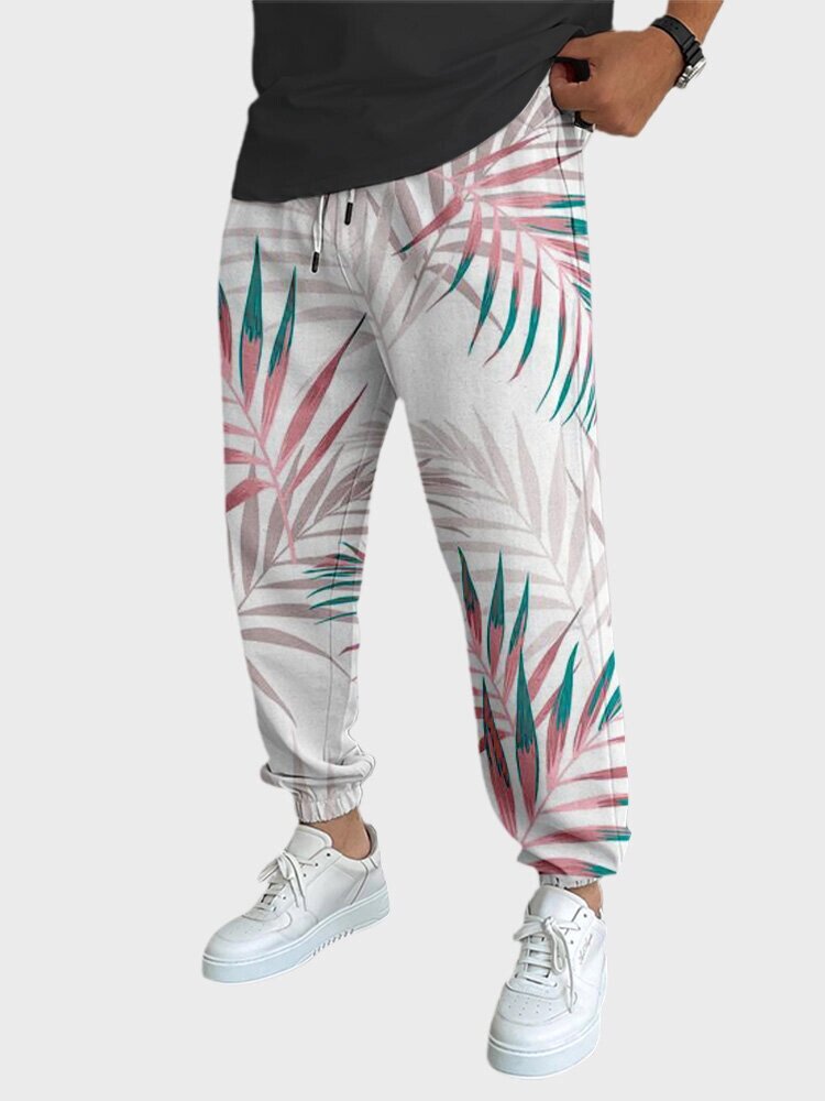 Мужские свободные спортивные штаны с принтом Tropical Лист и шнурком на талии от компании Admi - фото 1