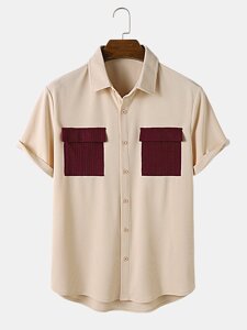 Мужские трикотажные рубашки с коротким рукавом и карманом с клапаном