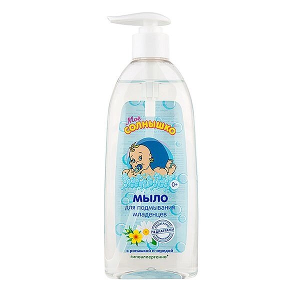 Мыло жидкое для подмывания младенцев с ромашкой и чередой Мое Солнышко 400мл от компании Admi - фото 1