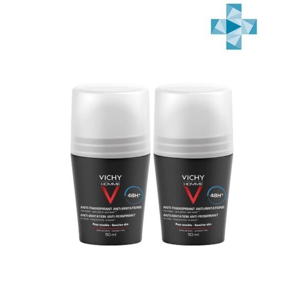 Набор Homme Vichy/Виши: Дезодорант шариковый 48ч для чувствительной кожи 50мл скидка -50% на второй 2шт от компании Admi - фото 1