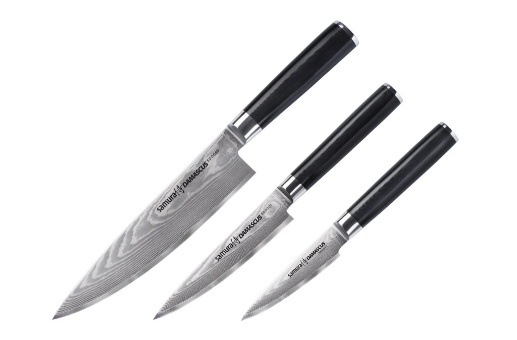 Набор из 3 ножей "Samura DAMASCUS" (10, 21, 85), G-10, дамаск 67 слоев от компании Admi - фото 1