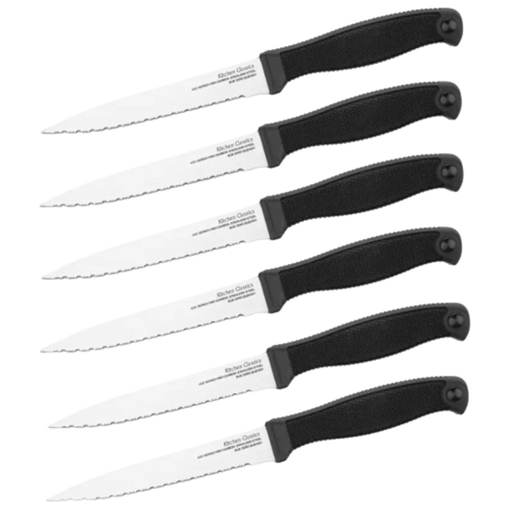 Набор из 6-ти ножей для стейка Cold Steel Six Steak Knife Set, сталь 1.4116, рукоять кратон, black от компании Admi - фото 1