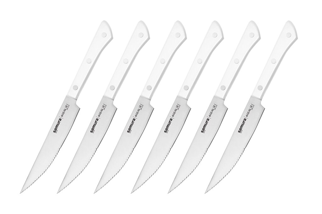 Набор кухонных ножей для стейка Samura Harakiri, сталь AUS-8, рукоять пластик от компании Admi - фото 1