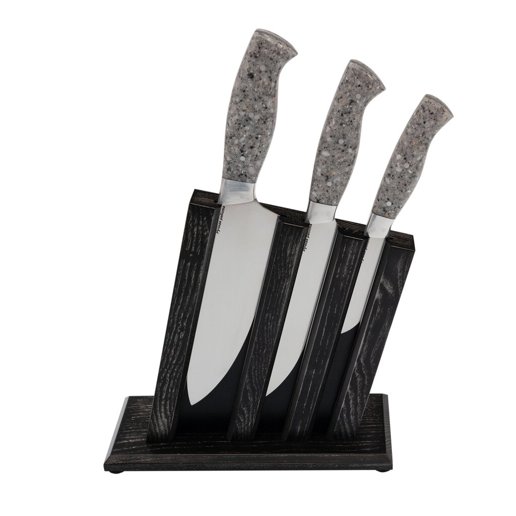 Набор кухонных ножей на подставке, рукоять искусственный камень от компании Admi - фото 1