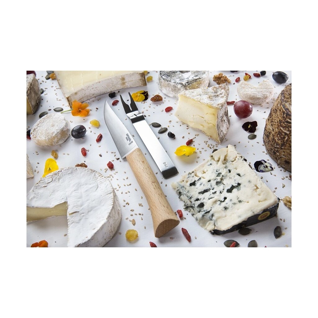 Набор ножей для резки сыра Opinel Cheese set (нож, вилка), рукоять дерево, нержавеющая сталь, коробок от компании Admi - фото 1