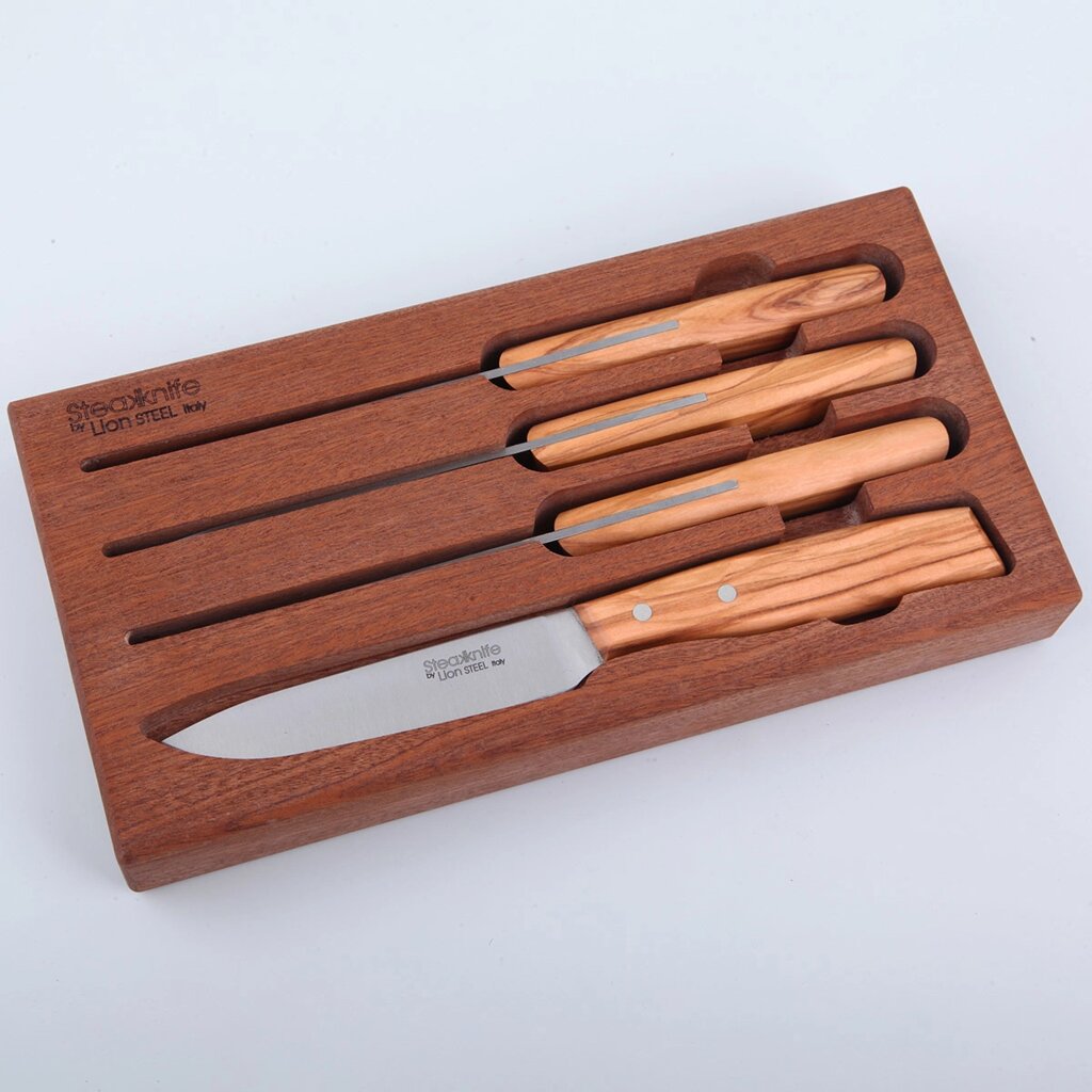 Набор ножей для стейка LionSteel в деревянной коробке - 9001S UL, 4 шт от компании Admi - фото 1