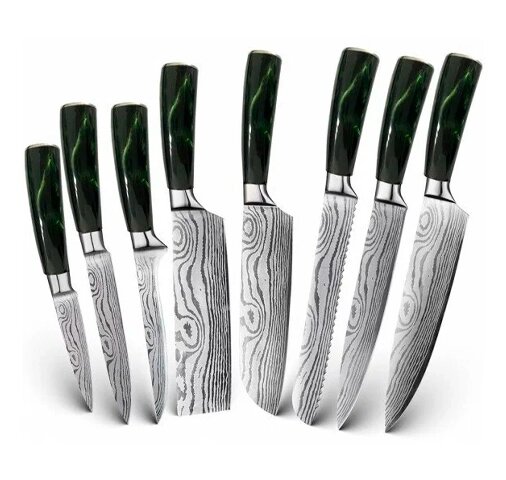 Набор ножей Spetime 8шт зеленые от компании Admi - фото 1