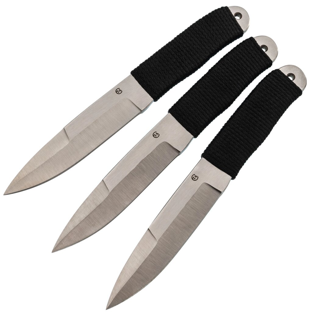 Набор Спортивных ножей  "Тайга", комплект 3 шт, сталь 65х13, с веревочной намоткой от компании Admi - фото 1
