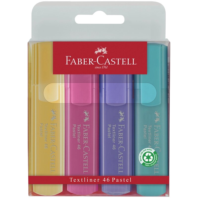 Набор текстовыделителей Faber-Castell «46 Pastel» 4 пастельных цв. , 1-5м от компании Admi - фото 1