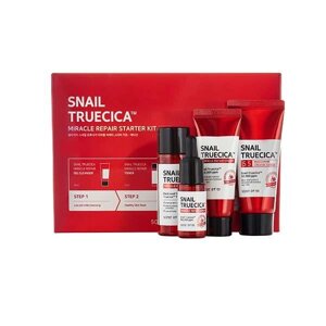 Набор: тонер, сыворотка, крем д/лица, гель Snail truecica miracle repair starter kit Some By Mi 90г