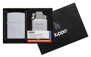 Набор ZIPPO: зажигалка 205 с покрытием Satin Chrome