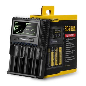 Найткор SC4 3A Быстрая зарядка LCD Интеллектуальное зарядное устройство Батарея Super для Li-ion IMR LiFePO4 Аккумулятор