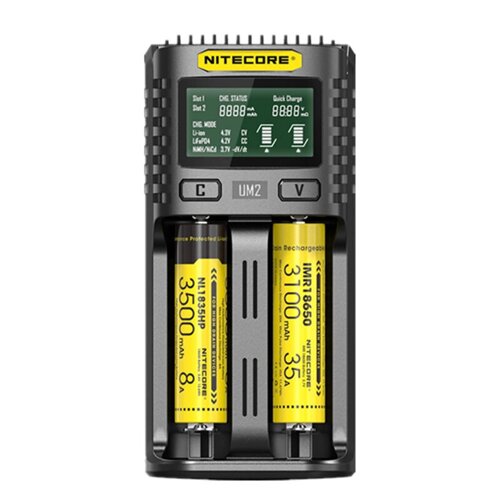NITECORE UM2 LCD Дисплей 5V/2A литиевое зарядное устройство Батарея USB QC Smart Rapid Charger для AA AAA 18650 21700 26