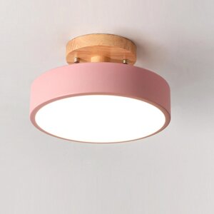 Nordic Ceiling Лампа Macaron Wooden LED Потолочный светильник Современный круглый металлический потолок Лампа Для украше