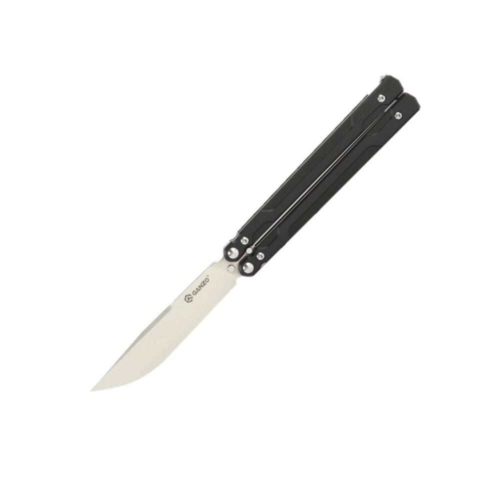 Нож-бабочка Ganzo G766-BK, сталь 440C, рукоять G10, черный от компании Admi - фото 1