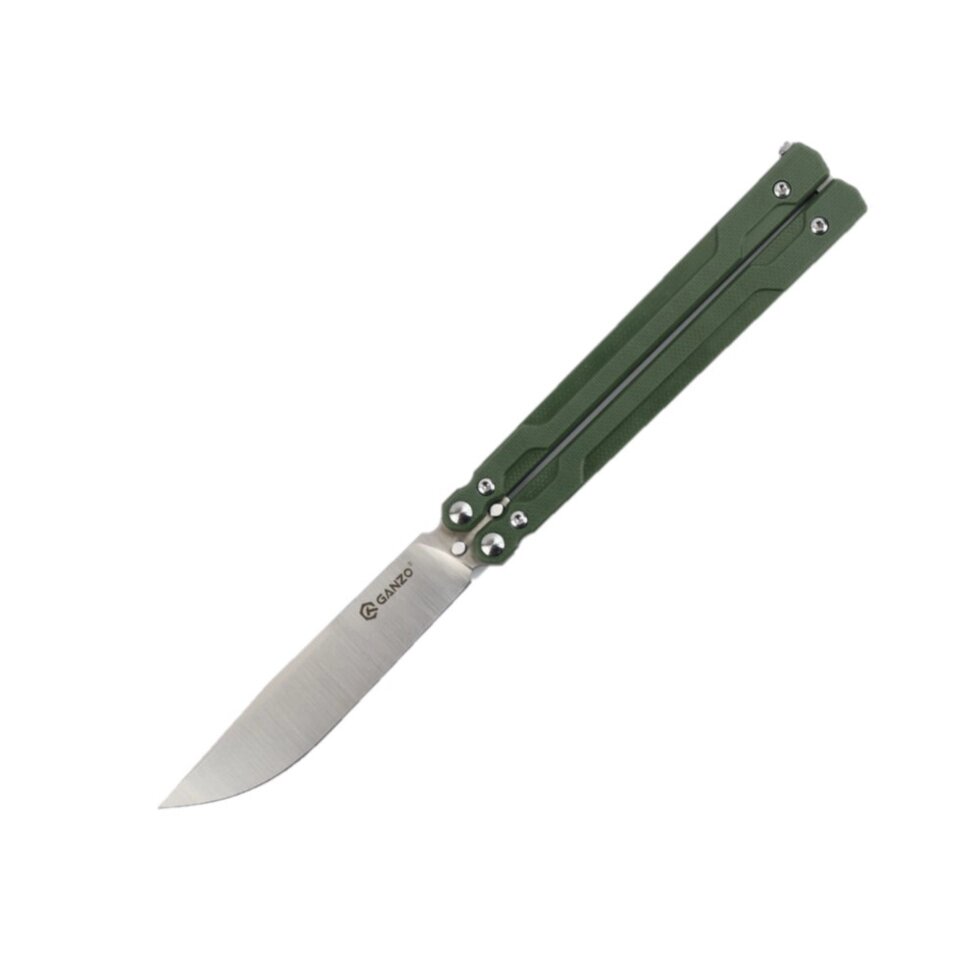 Нож-бабочка Ganzo G766-GR, сталь 440C, рукоять G10, зеленый от компании Admi - фото 1