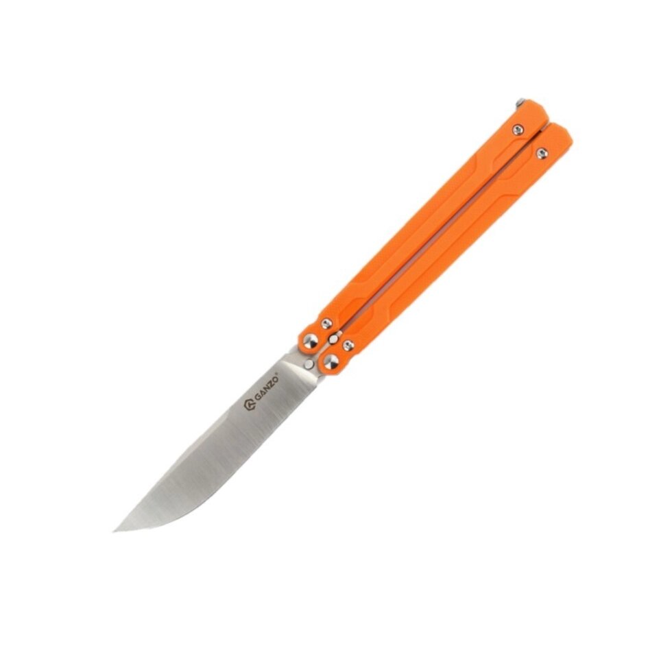 Нож-бабочка Ganzo G766-OR, сталь 440C, рукоять G10, оранжевый от компании Admi - фото 1
