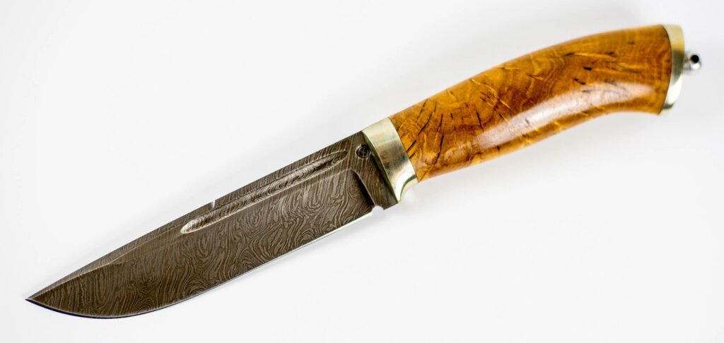 Нож Бекас, сталь дамаск, рукоять карельская береза от компании Admi - фото 1