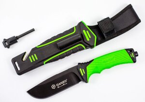 Нож для выживания с огнивом и точилкой Ganzo G8012, зеленый
