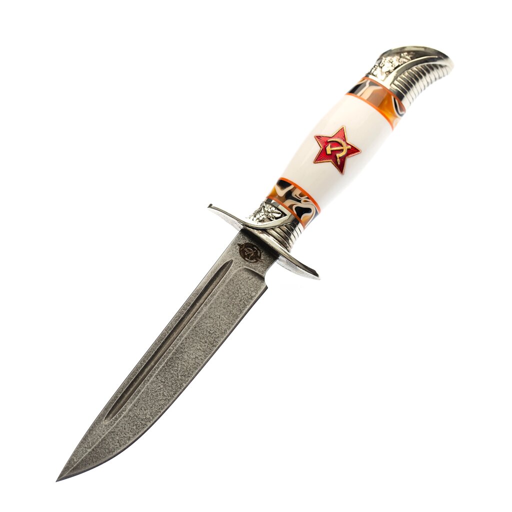 Нож Финка НКВД со звездой, сталь булат, белый акрил от компании Admi - фото 1