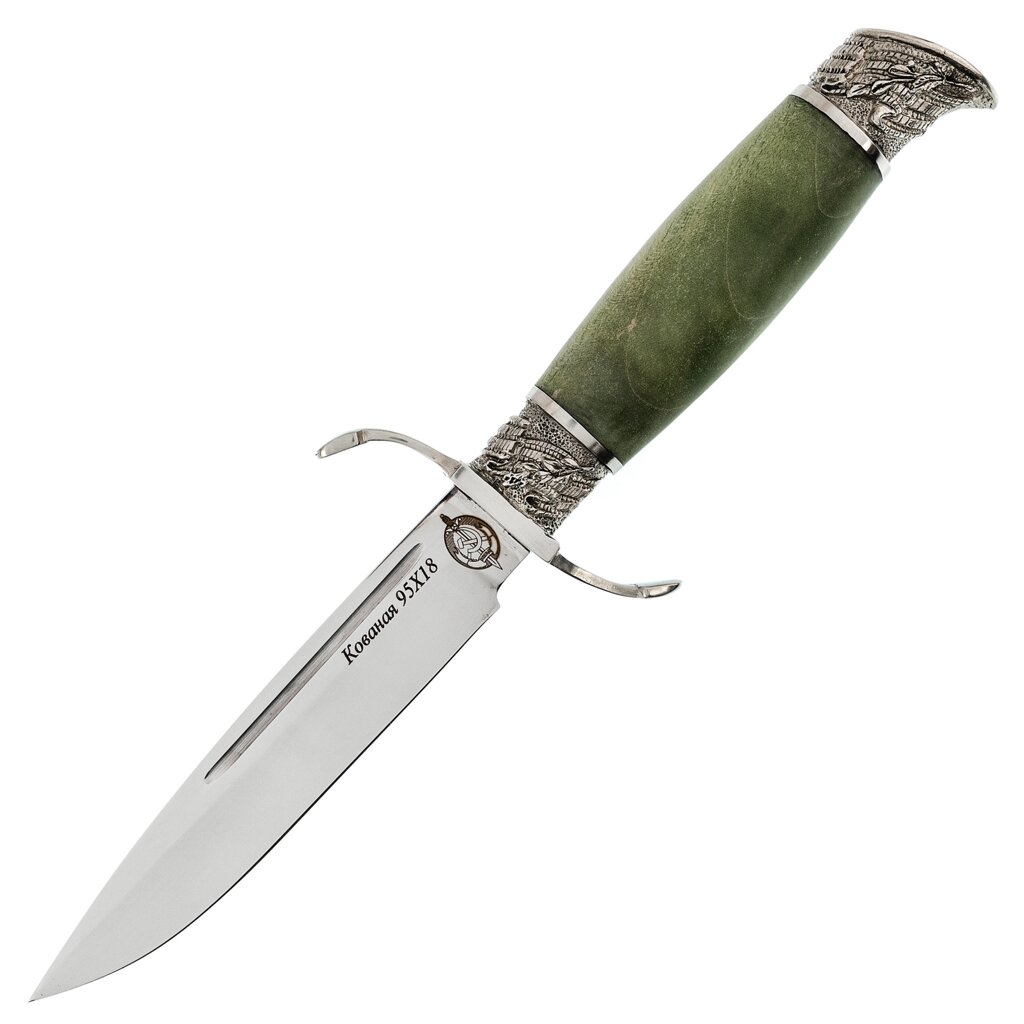 Нож Финка НКВД, сталь 95х18, карельская береза зеленая от компании Admi - фото 1