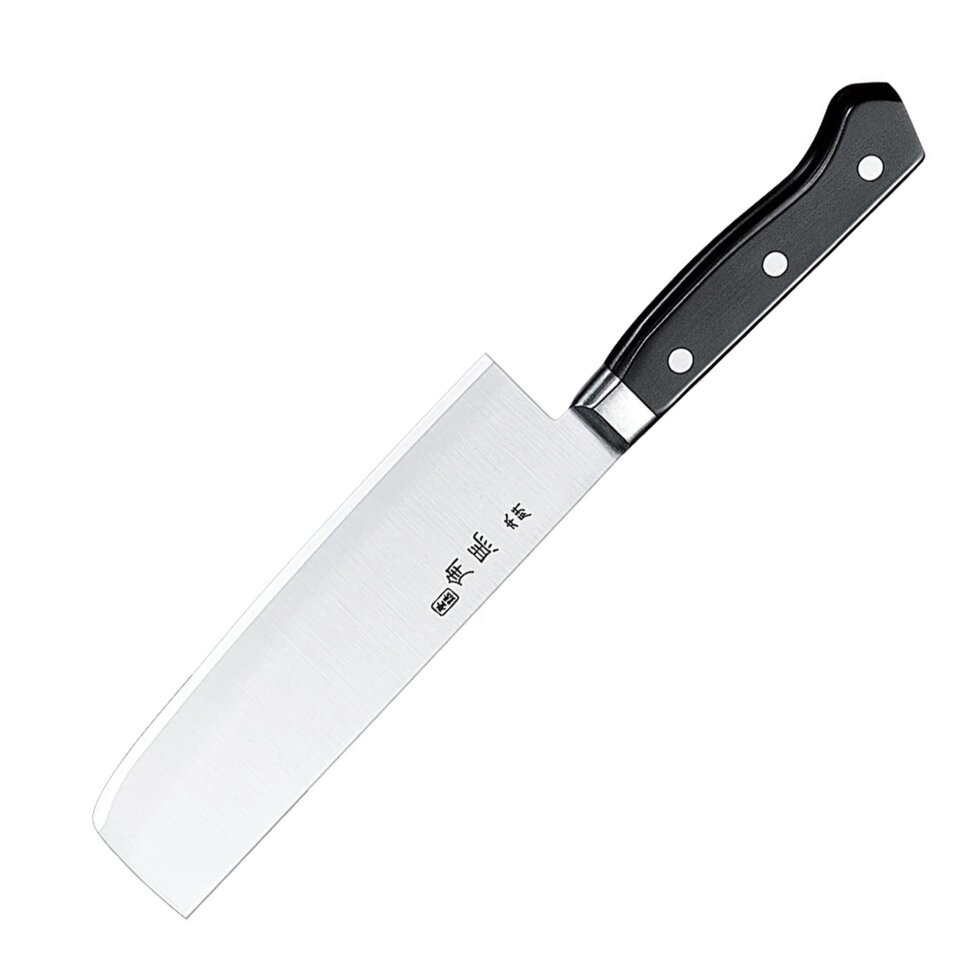 Нож кухонный Накири Shimomura, сталь DSR1K6, рукоять дерево пакка, черный от компании Admi - фото 1