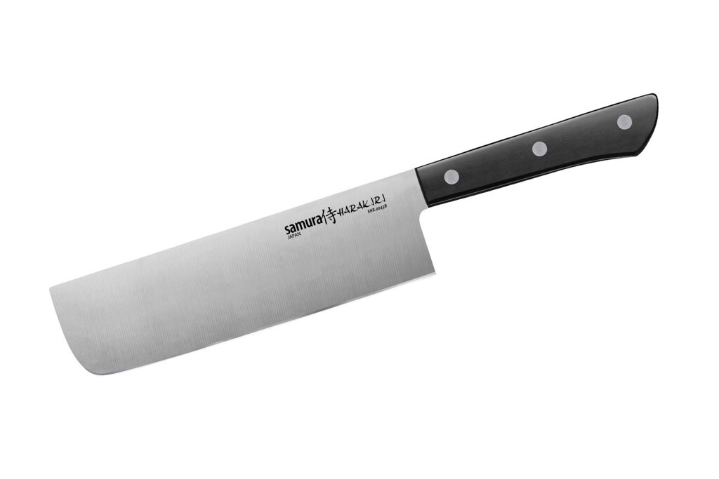 Нож кухонный овощной накири Samura "HARAKIRI" (SHR-0043B) 170 мм, сталь AUS-8, рукоять ABS пластик, чёрный от компании Admi - фото 1