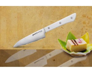 Нож кухонный овощной Samura "HARAKIRI"SHR-0011W) 99 мм, сталь AUS-8, рукоять ABS пластик, белый