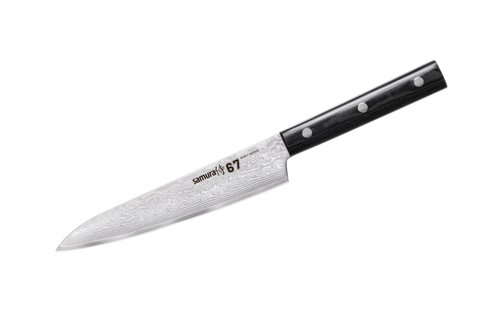 Нож кухонный "Samura 67" универсальный 150 мм, дамаск 67 слоев, микарта от компании Admi - фото 1