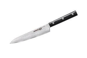 Нож кухонный "Samura 67" универсальный 150 мм, дамаск 67 слоев, микарта