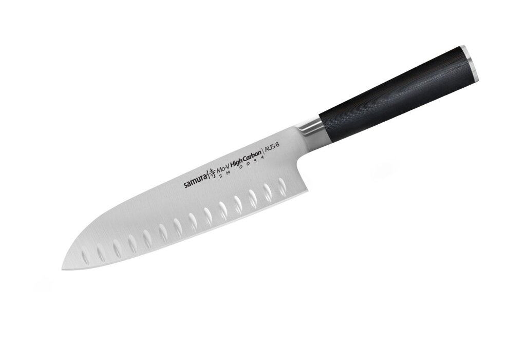 Нож кухонный Samura Mo-V Сантоку - SM-0094, сталь AUS-8, рукоять G10, 180 мм от компании Admi - фото 1
