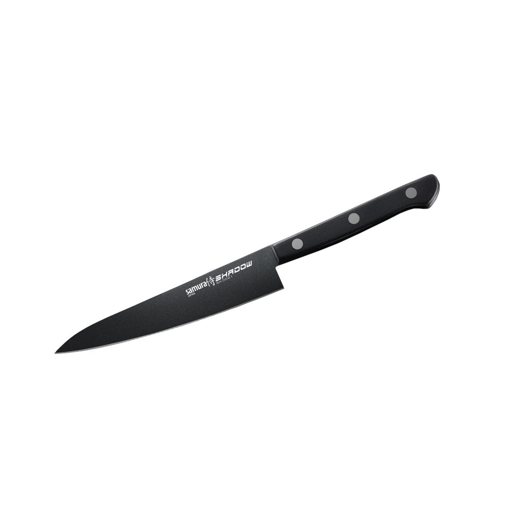 Нож кухонный Samura SHADOW универсальный с покрытием BLACK FUSO 135 мм от компании Admi - фото 1