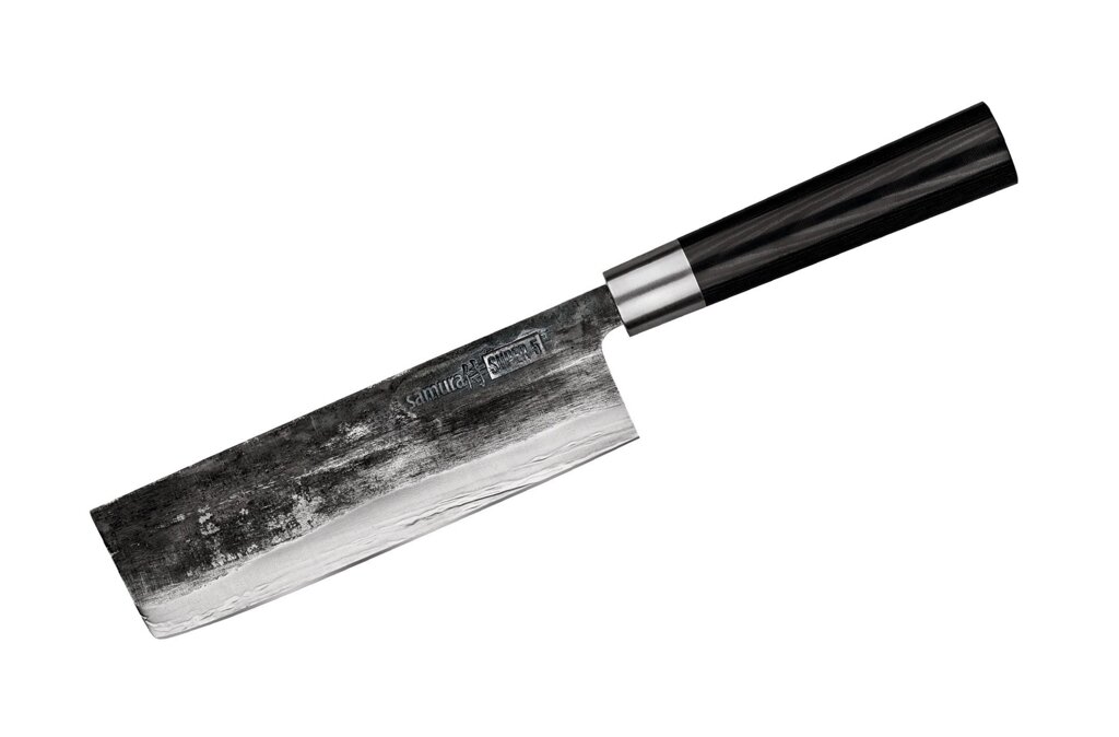 Нож кухонный "Samura SUPER 5" накири 171 мм, VG-10 5 слоев, микарта от компании Admi - фото 1