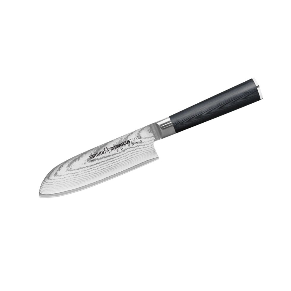 Нож кухонный Сантоку Samura Damascus SD-0092/Y, сталь VG-10/дамаск, рукоять G-10 от компании Admi - фото 1