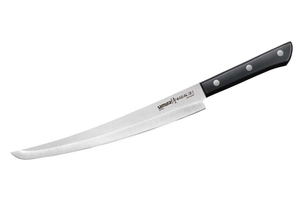 Нож кухонный слайсер Танто Samura Harakiri, 230 мм, черная рукоять от компании Admi - фото 1