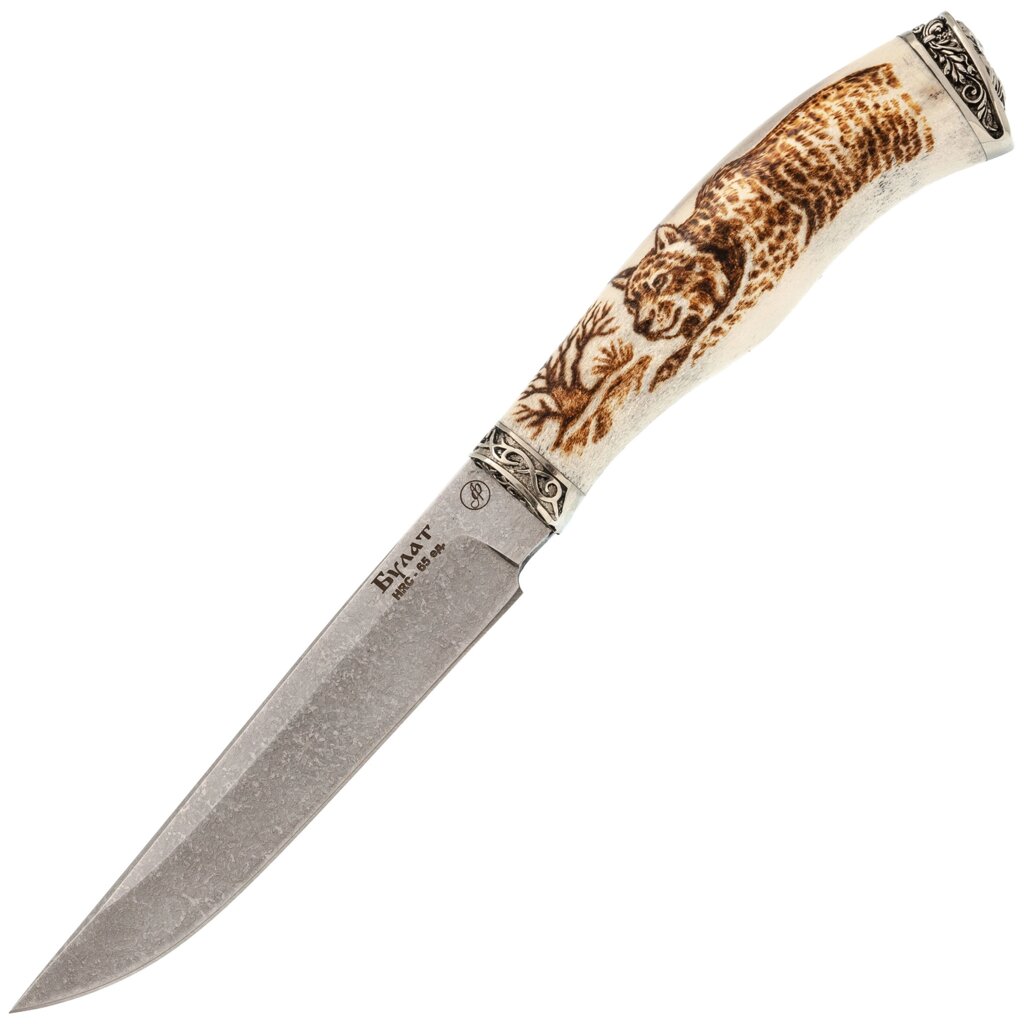 Нож Осётр, литой булат Баранова, кость от компании Admi - фото 1