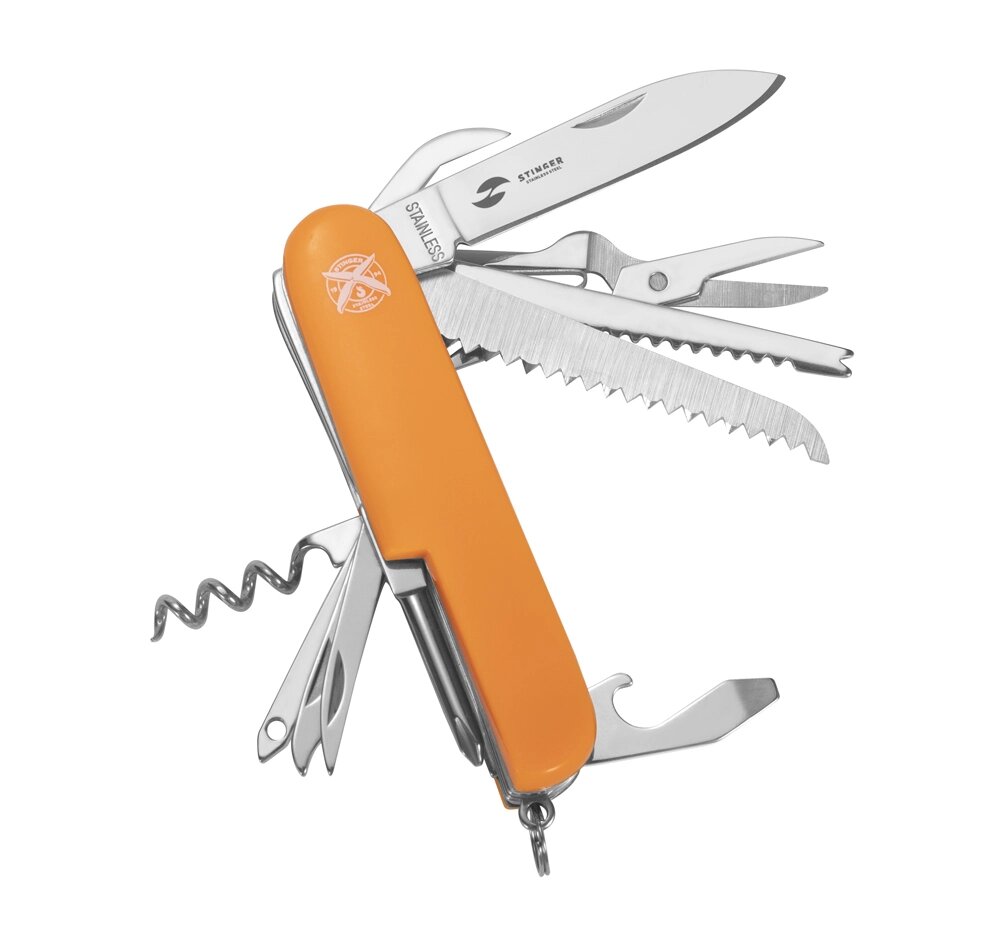 Нож перочинный Stinger 89 мм, 15 функций, оранжевый от компании Admi - фото 1