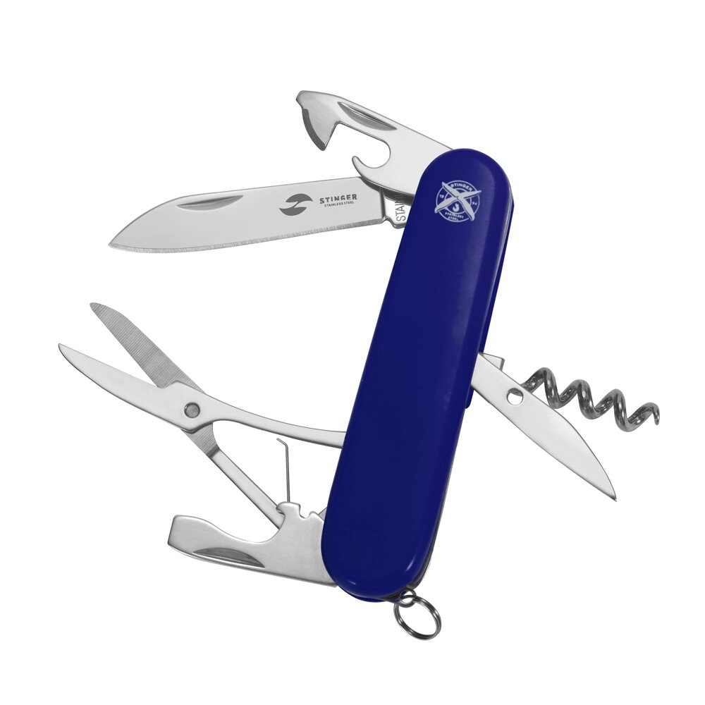 Нож перочинный Stinger, 90 мм, 11 функций, синий от компании Admi - фото 1