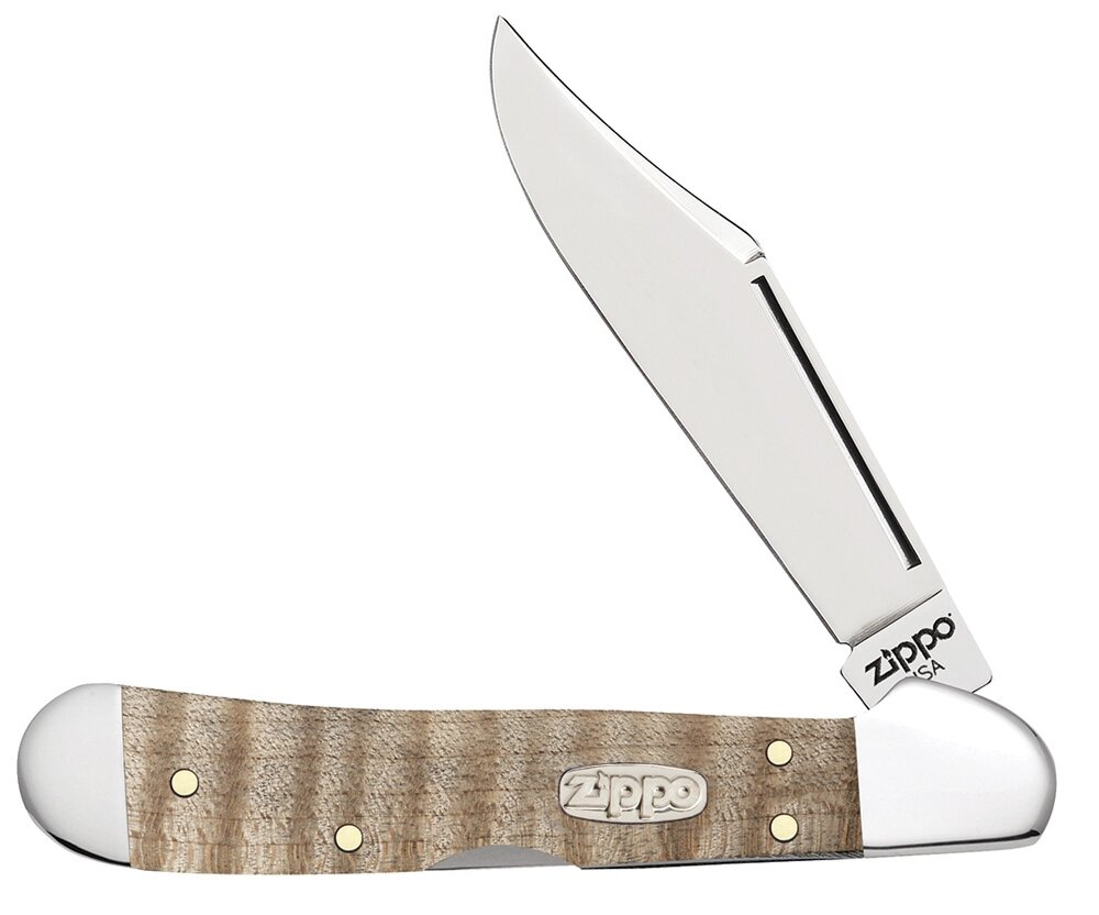 Нож перочинный ZIPPO Natural Curly Maple Mini CopperLock, 92 мм, бежевый + ЗАЖИГАЛКА ZIPPO 207 от компании Admi - фото 1